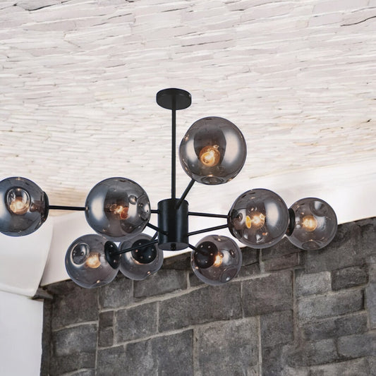 CANDELABRO DE TECHO  8 ESFERAS NEGRO